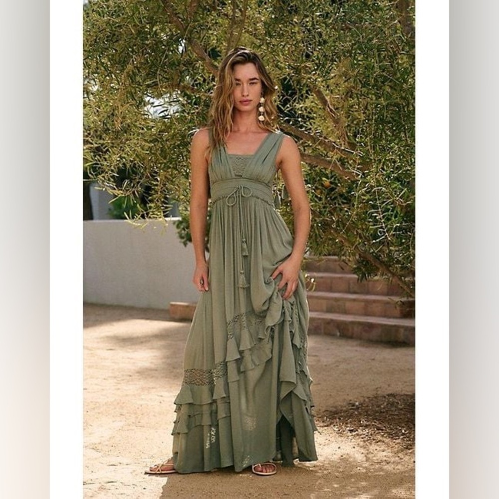 Free People XS Green Maxi Dress